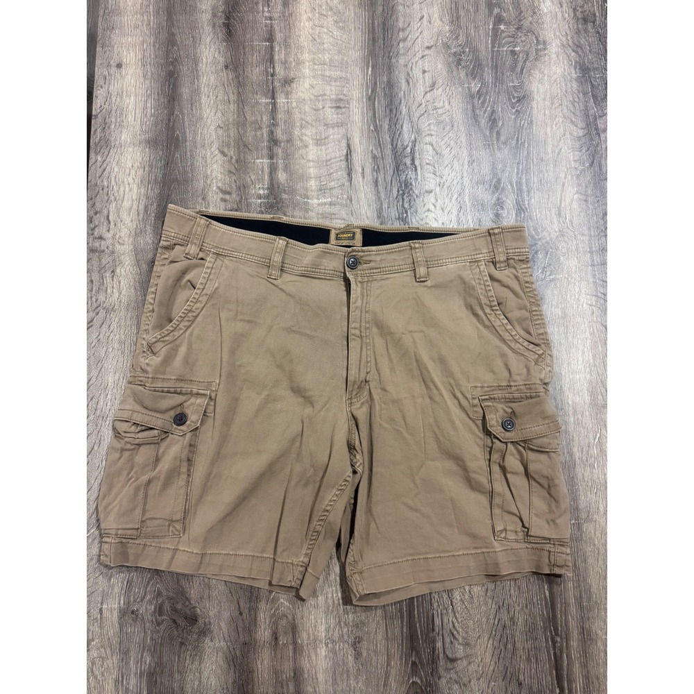 The Foundry Supply Co Mens 46 Khaki Tan Comfort Stretch Cargo Shorts Cotton